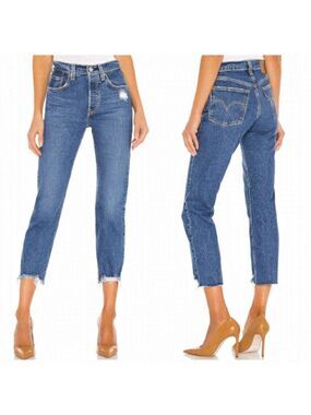 NEW Levi’s 501 Crop Distressed Straight Leg Jeans